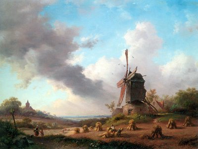収穫農家のある夏の風景 作： Fredrik Marinus Kruseman
