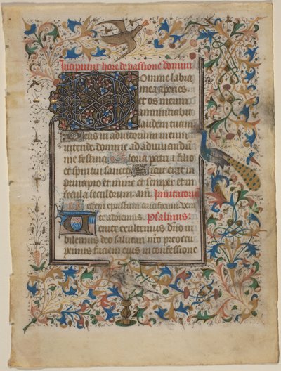 時間の本からの写本の葉 (incip. Passionis) 作： French 14th Century
