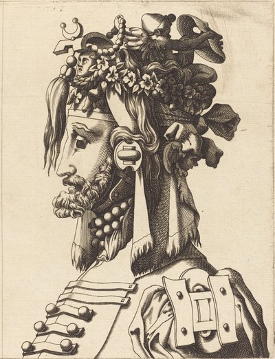 豪華装束の男の胸像 作： French 16th Century after René Boyvin or Pierre Milan