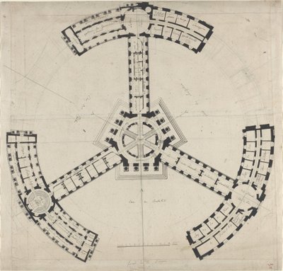 美術アカデミーの平面図 作： French 18th Century