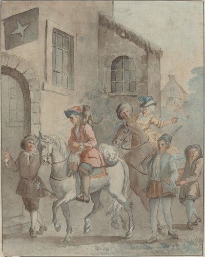 旅館に到着 作： French 18th Century after Jean Baptiste Oudry