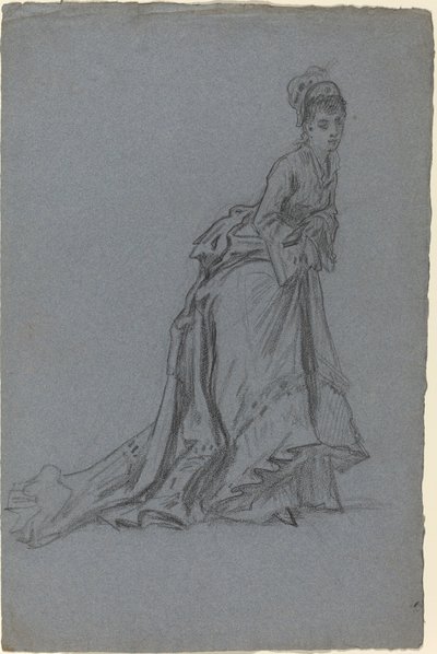 ファッショナブルな若い女性が前進 作： French 19th Century