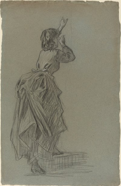 階段を上る若い女性 作： French 19th Century