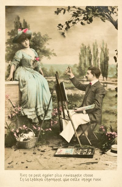 バラとアーティストの絵画のかわいい女の子 作： French Photographer