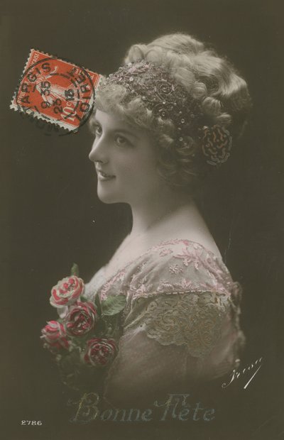 お誕生日おめでとうございます。 1913年に送られたはがき。 作： French Photographer