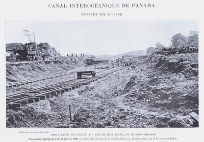 パナマ大洋間運河、ロックワーク（モノクロ写真 作： French Photographer
