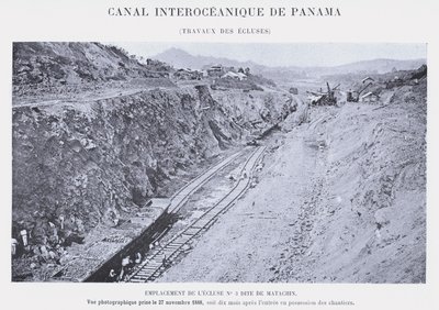 パナマ大洋間運河、ロックワーク（モノクロ写真 作： French Photographer