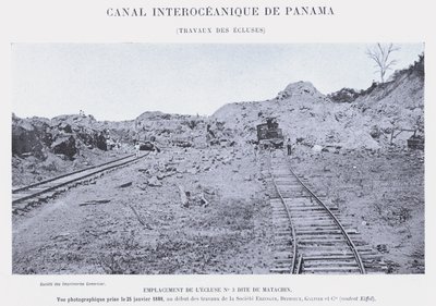 パナマ大洋間運河、ロックワーク（モノクロ写真 作： French Photographer