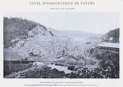 パナマ大洋間運河、ロックワーク（モノクロ写真 作： French Photographer
