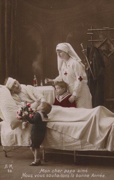 負傷した父親、WW1に明けましておめでとうございます 作： French Photographer