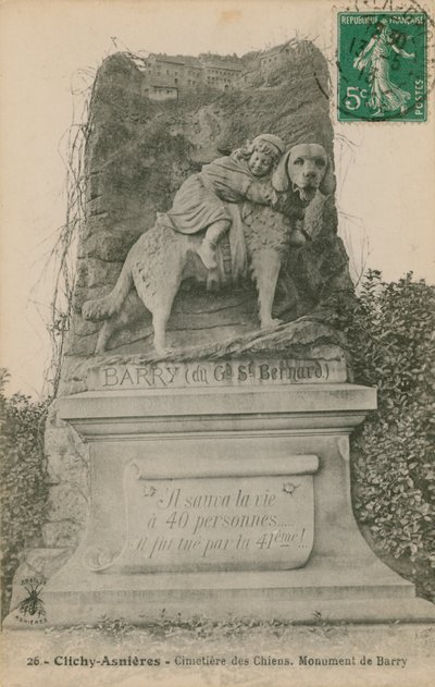 Clichy-Asnieres-シミティエールデチアン。バリー記念碑。 1913年に送られたはがき。 作： French Photographer