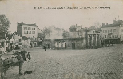 ダックス-温水泉（1日の流量：摂氏64度で2400000リットル）。 1913年に送られたはがき。 作： French Photographer