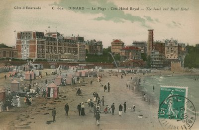 ディナール-ビーチとロイヤルホテル。 1913年に送られたはがき。 作： French Photographer