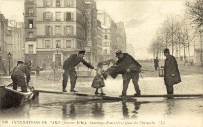 1910年1月、フランスのパリの洪水 作： French Photographer