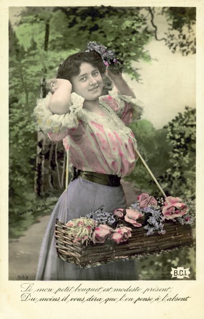 販売のための花を持つ少女 作： French Photographer