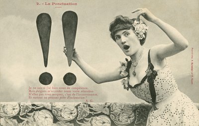 2つのエクスクラメーションマークを持つ少女（モノクロ写真） 作： French Photographer