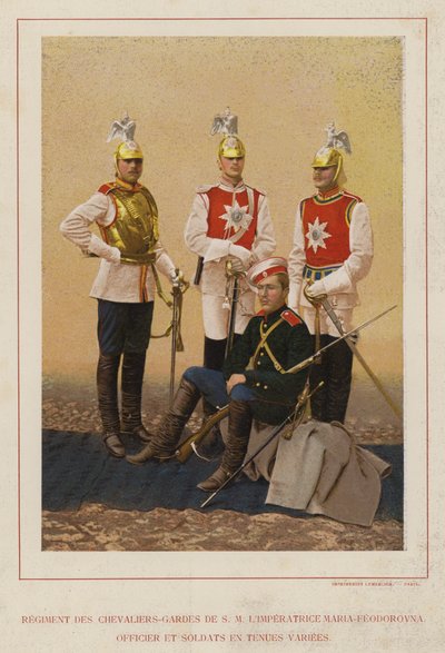 ロシア陸軍 マリア=フェオドロヴナ皇后の衛兵連隊、様々な服装の将校と兵士（写真 作： French Photographer