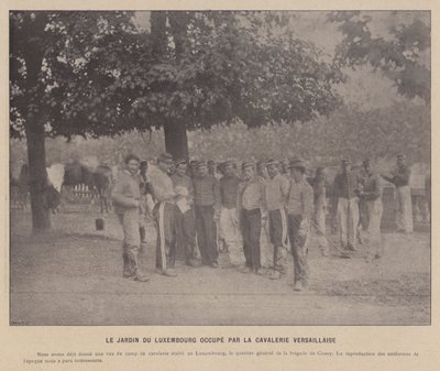 パリ・コミューン、ヴェルサイユ騎兵隊に占拠されたリュクサンブール公園(白黒写真) 作： French Photographer