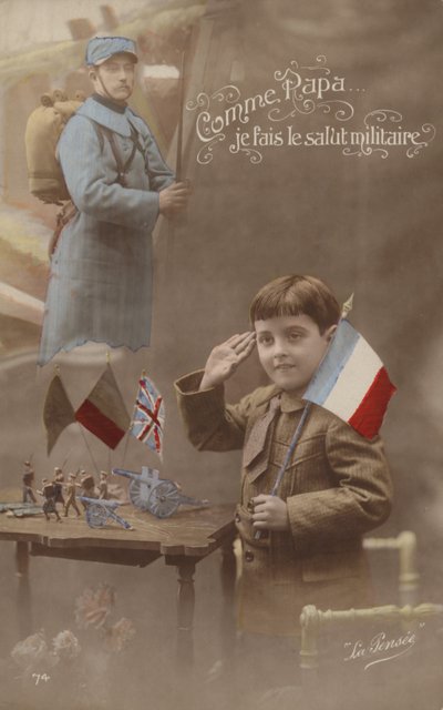 父のように私は軍隊に敬礼をします（着色写真） 作： French Photographer