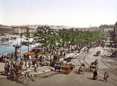 サンアントワーヌマーケット、キーデセレスティン、リヨン、1900年頃 作： French Photographer