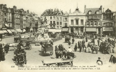 アベビル、クールベ広場の市場（モノクロ写真 作： French Photographer