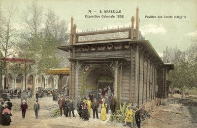 マルセイユ、植民地博覧会1906、アルジェリアの森のパビリオン（カラー写真 作： French Photographer