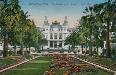 モンテカルロ。庭園とカジノ。 1913年に送られたはがき。 作： French Photographer