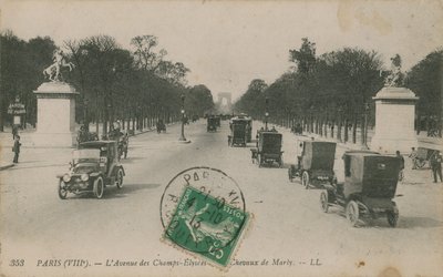 パリ-シャンゼリゼ通り。 1913年に送られたはがき。 作： French Photographer