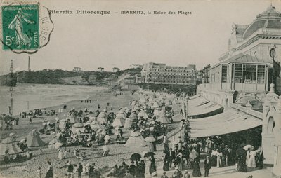 絵のように美しいビアリッツ-クイーンズ・オブ・ビーチのビアリッツ。 1913年に送られたはがき。 作： French Photographer