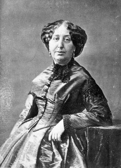 フランスの作家、ジョージ・サンド（Aurore Dupin, Baronne Dudevant）（1804-1876）の肖像。 作： French Photographer