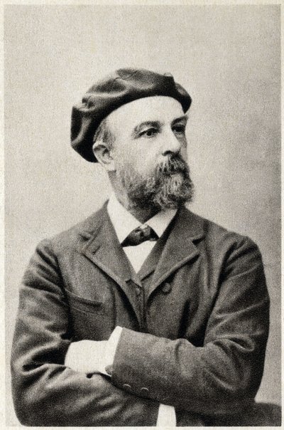 フランスの画家、オディロン・ルドン（1840-1916）の肖像。写真撮影 作： French Photographer