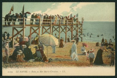 ルアーブルでのバスマリークリスティンを描いたポストカード、1900年頃（カラー写真） 作： French Photographer
