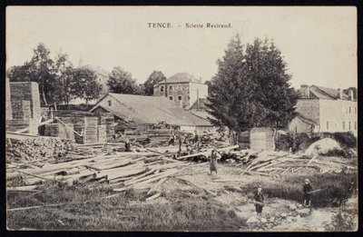 オートロワール、テンスの製材所ルビローを描いた絵葉書、1900年頃 作： French Photographer