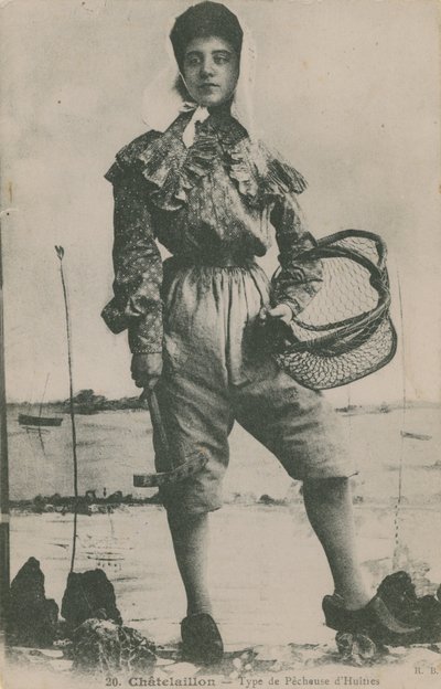 1913年に送られたカキ漁師のはがき 作： French Photographer