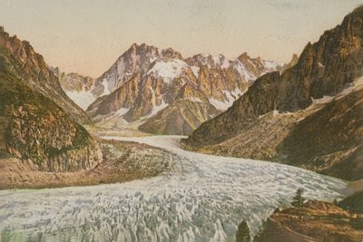 山と氷河の美しい景色。 1913年に送られたはがき。 作： French Photographer