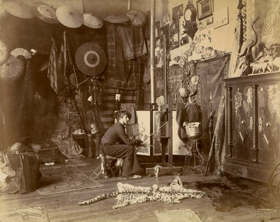 アトリエで撮影されたフランス人画家ロシュグロの写真（1885年頃）（ゼラチンシルバープリント 作： French Photographer