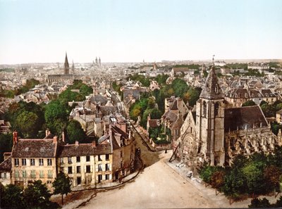 1890〜1900年に聖エティエンヌ修道院を背景にしたカーンの眺め 作： French Photographer