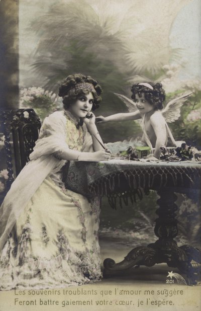 ケルビムに扮した女性と子供（カラー写真 作： French Photographer