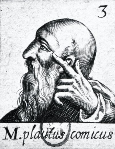 （左から時計回り）ホレスの肖像（紀元前65-8年）; Scipio Aemilianus（Africanus Minor）（紀元前185-129年）の肖像画。プラウトゥスの肖像（紀元前254-184年頃）（84908の詳細） 作： French School