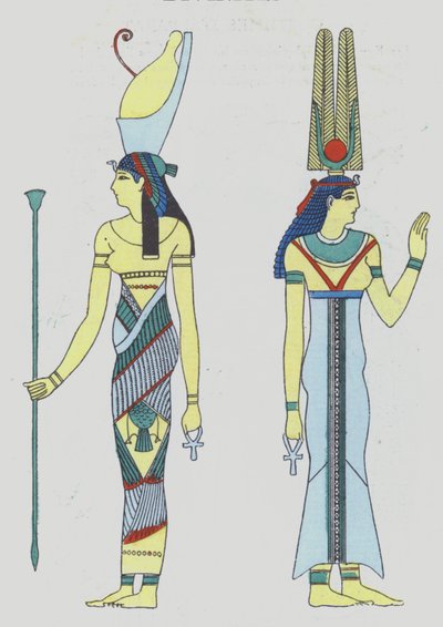 1920年代に描かれた古代エジプト時代の神々（カラーリトグラフ） 作： French School