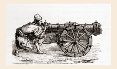 1870年頃に出版された『Les Merveilles de la Science』に掲載された16世紀のブリーチローディング式ドイツ製大砲（エングレーヴィング 作： French School