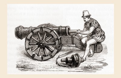 1870年頃に出版された『Les Merveilles de la Science』に掲載された16世紀のブリーチローディング式ドイツ製大砲（エングレーヴィング 作： French School