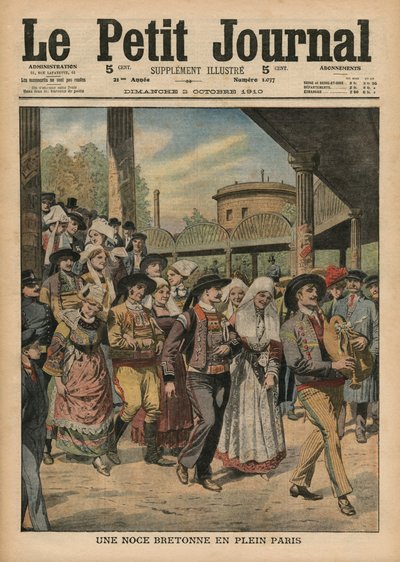 1910年10月2日、パリでのブルトン式結婚式、ルプティジャーナルのイラスト、補足イラストレーター 作： French School