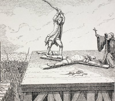 18世紀のフラス、1875年に聖アンドリューの十字架で壊れた死刑判決 作： French School