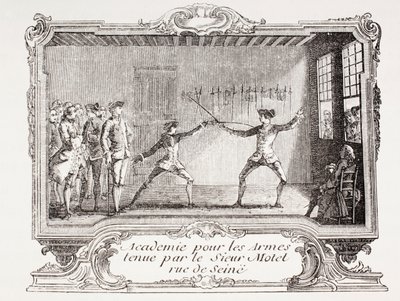 18世紀のパリのフェンシングアカデミー、1875年（彫刻） 作： French School