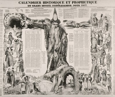 ミシェルノストラダム（ノストラダムス）の歴史と予言のカレンダー（1503-66）1847 作： French School