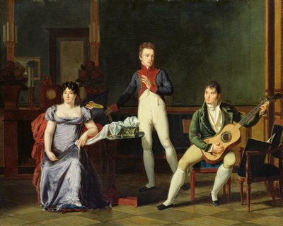ミュージシャンとその家族、おそらくフェルナンドソル（1778〜1839年） 作： French School