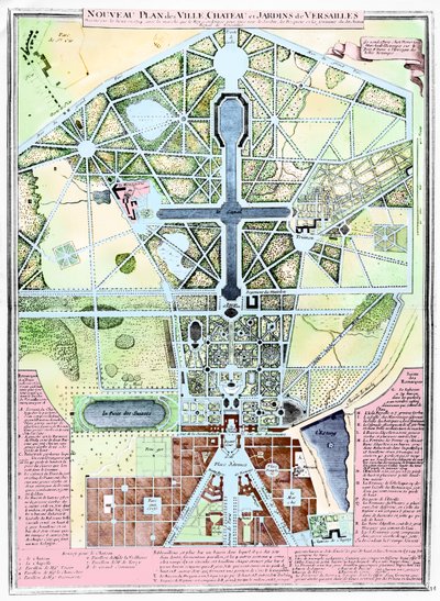 1714年、ヴェルサイユの城と庭園の新しい計画 作： French School