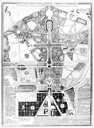 1714年、ヴェルサイユの城と庭園の新しい計画 作： French School