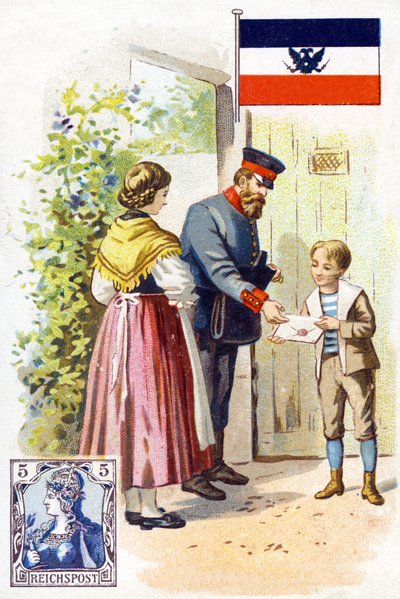 19世紀後半に手紙を出したドイツの郵便配達 作： French School